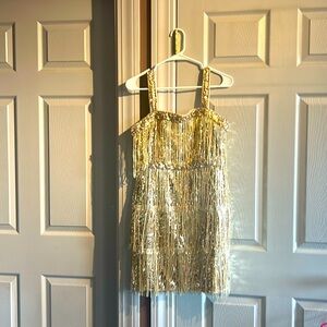 Gold sequence frilly Shein dress